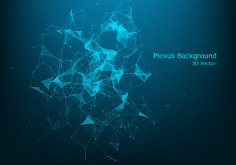 Abstract polygonal background with connected lines and dots. Minimalistic geometric pattern. Molecule structure and communication. Graphic plexus background. Science, medicine, technology concept