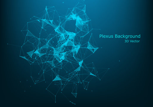 Abstract polygonal background with connected lines and dots. Minimalistic geometric pattern. Molecule structure and communication. Graphic plexus background. Science, medicine, technology concept