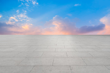 Empty square tiles and beautiful sky scenery