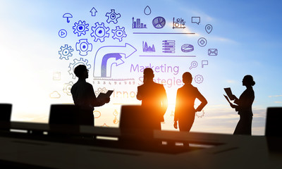 Business teamwork concept. Mixed media