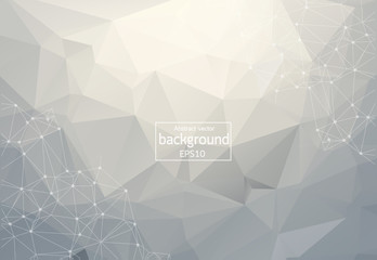 Abstract White Polygonal Space Background with Connecting Dots and Lines.  Connection structure. Vector science background. Polygonal vector background. Futuristic HUD background.