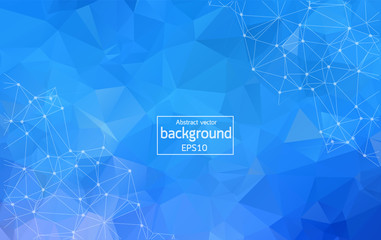 Geometric Blue Polygonal background molecule and communication. Connected lines with dots. Minimalism chaotic illustration background. Concept of the science, chemistry, medicine, technology.