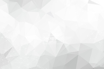 Abstract low poly Grey White technology vector background. Connection structure. Vector data science background. Polygonal vector background. Molecule And Communication Background.