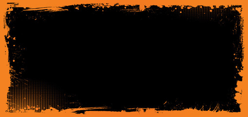 Horizontal vector Halloween banner background with grunge border