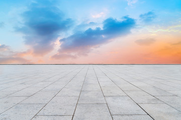 Empty square tiles and beautiful sky scenery