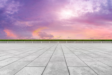 Empty square tiles and beautiful sky scenery