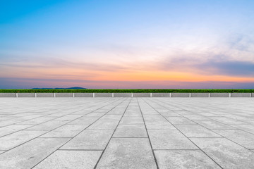 Empty square tiles and beautiful sky scenery