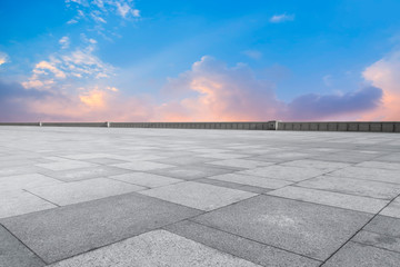 Empty square tiles and beautiful sky scenery