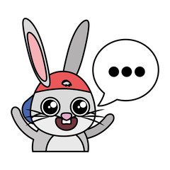 beautiful rabbit with speech bubble easter