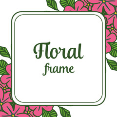 Vector illustration invitation card of floral frame with green leaves