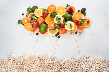 Vitamins in fruits and vegetables and vitamin pills