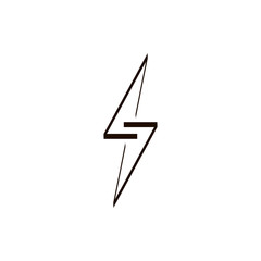 Lightning vector icon. Thunder charging power for electricity energy and batteries. Line thunderstorm.