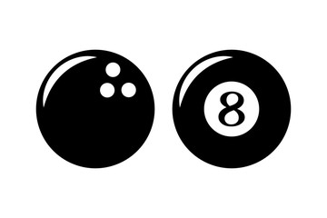 billiard and bowling ball, vector icon