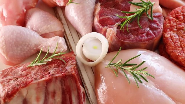 Different types of fresh raw meat