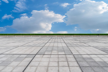 Empty square tiles and beautiful sky scenery