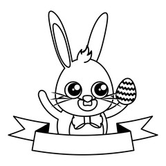 beautiful rabbit with egg painted easter character