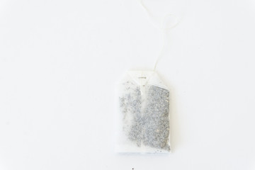 plain tea bag on white background