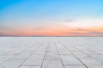 Empty square tiles and beautiful sky scenery