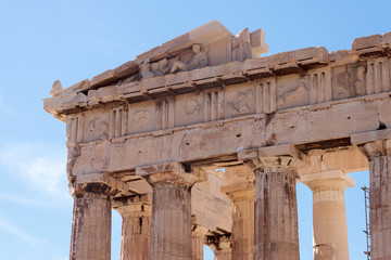 Details of columns of Parthenon at Acropolis in Athens