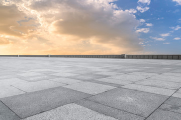 Empty square tiles and beautiful sky scenery