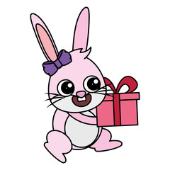 beautiful rabbit with gift easter character