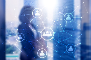 People relation and organization structure. Social media. Business and communication technology concept