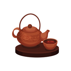 Tea ceremony chinese tradition. Vector flat illustration.