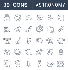 Set Vector Line Icons of Astronomy.
