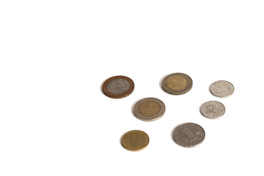 Coins isolated on a white background of different values