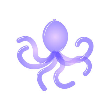 Octopus figure made of balloons poster isolated on white background