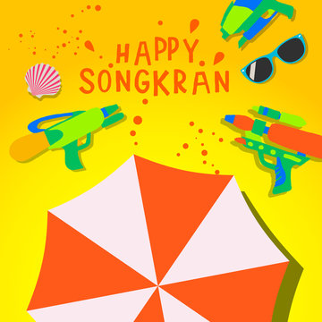 Songkran Festival. Thai Water Festival Elements, vector illustration.