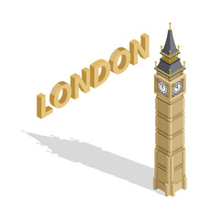 Isometric highly detailed Big Ben tower on white background. Vector illustration.