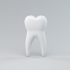 3d dental illustration of a tooth, on a gray background. Render
