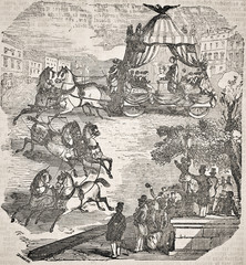 Parade - The Washington Monument Project in New York, never-built, cornerstone - Illustration from 1848 - 255306116