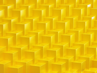 Yellow abstract cubes background. Repeating pattern. 3D illustration