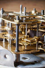metal gear mechanisms of the old clock