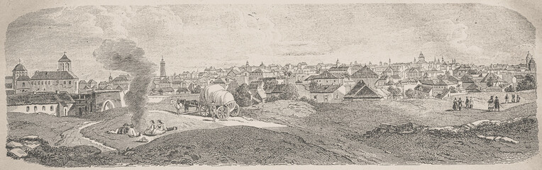 View of Bucharest - capital of Wallachia - Illustration from 1848 - 255306570