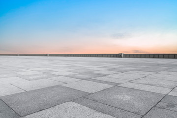 Empty square tiles and beautiful sky scenery