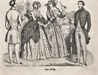 Fototapeta na wymiar Dress fashion - Illustration from 1848