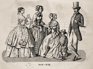 Dress fashion - Illustration from 1848 - 255306982