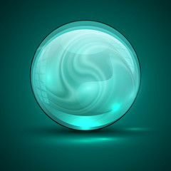 Liquid wave 3d sphere.Turquoise vibrant color.Fluid vortex