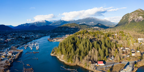 Squamish BC Canada Aerial Panoramic View