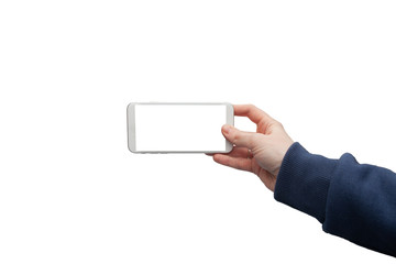 Touch screen smartphone in a hand Isolated image