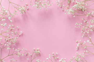 Pink background with white flowers