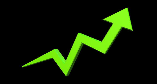 isolated colorful upward trend arrow