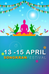 Abstract Background Songkran Festival: The Water Splash Festival of Thailand. Vector and Illustration, EPS 10