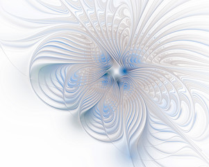 Blue-gray fractal flower on a white background