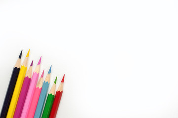 color pencils on white background