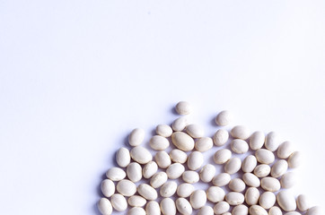 White beans on white background