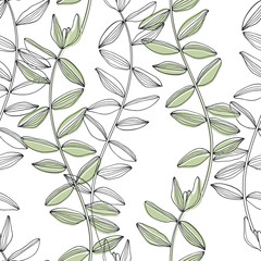 Seaweed. Seamless vector pattern with underwater plants. Abstract floral background.